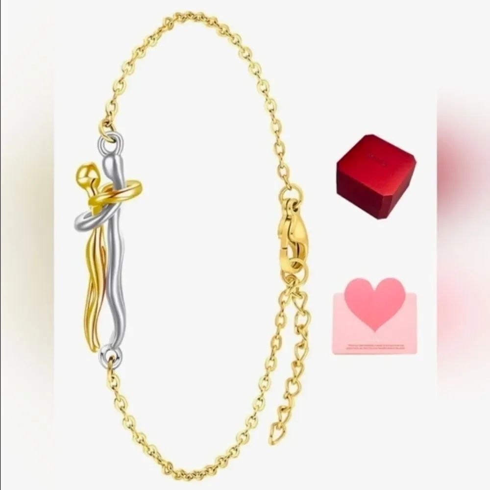 ☔️🔸️⏭️NIB White Gold Toned Couple's Hug Bracelet